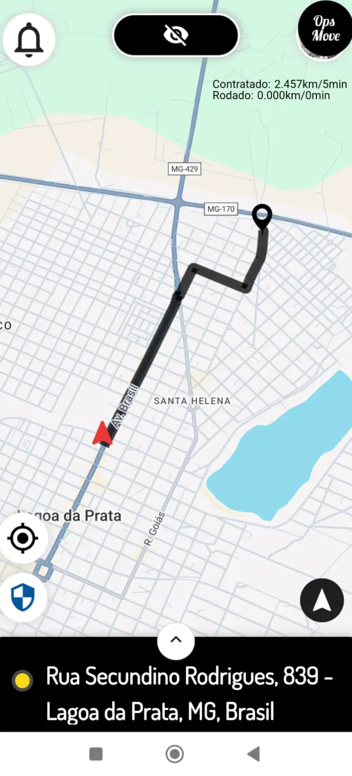 Interface do App OPS MOVE